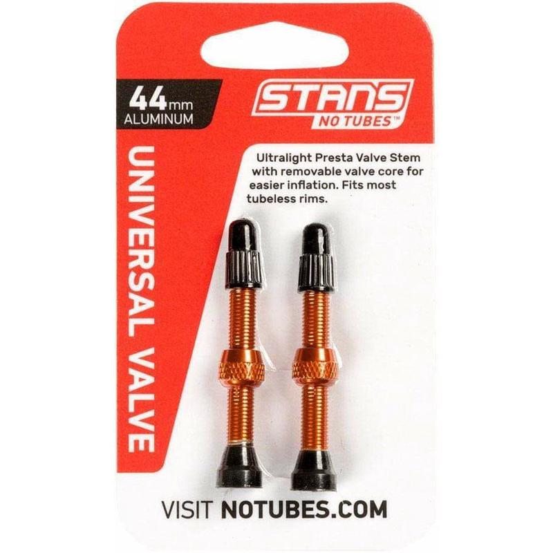 Stans Alloy Valve Stems - 44mm Pair Orange